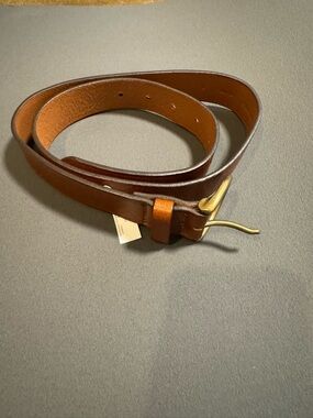 Madewell Brown Leather Belt with Brass-Tone Buckle